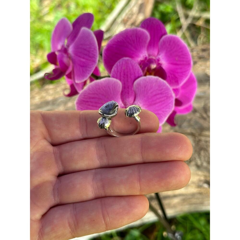 Sterling Silver Adjustable Three Dimensional Mush… - image 3